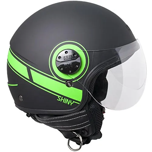 CGM 109S Casco Demi Jet, Verde (Verde Fluo Opaco), S (55cm)