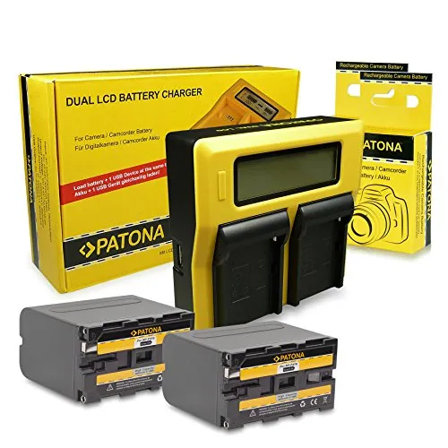 PATONA Doppio LCD Caricabatteria e 2x Batteria NP-F970 Compatibile con Sony Camcorder CCD-TR1, CCD-TR200, CCD-TR3000