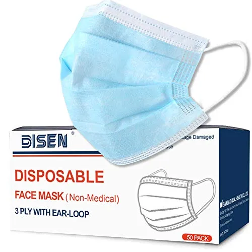 Maschera per il viso monouso 3 strati Comfort traspirante Mascherine per la copertura del viso Cuscinetti di protezione della bocca Earloop per la protezione personale (confezione da 50)
