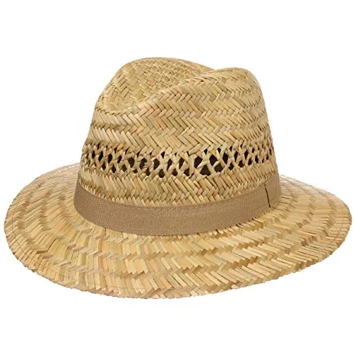 Lipodo Traveller Cappello di Paglia da Uomo - Cappello in 100% Paglia - Cappello da Sole in S, M, L e XL - Prodotto in Italia - Cappello di Paglia con Fascia in Gros-Grain Natura L (58-59 cm)