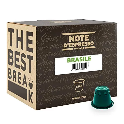 Note D'Espresso Brasile Caffè in Capsule esclusivamente compatibili con Sistema Nespresso* - 5.6 g x 100 Pezzi