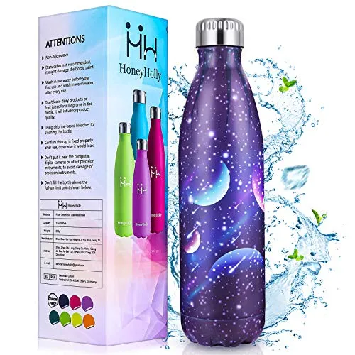 HoneyHolly Bottiglia Termica 750ml, Borraccia di Acqua in Acciaio Inox Thermos Bevande Calde Isolamento Borraccia Bambini Riutilizzabile per Sport, Scuole, Palestra, Bicicletta