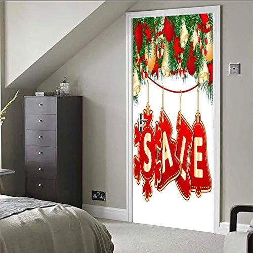 Adesivo per porta di natale impermeabile rimovibile adesivo decorazione della casa murale