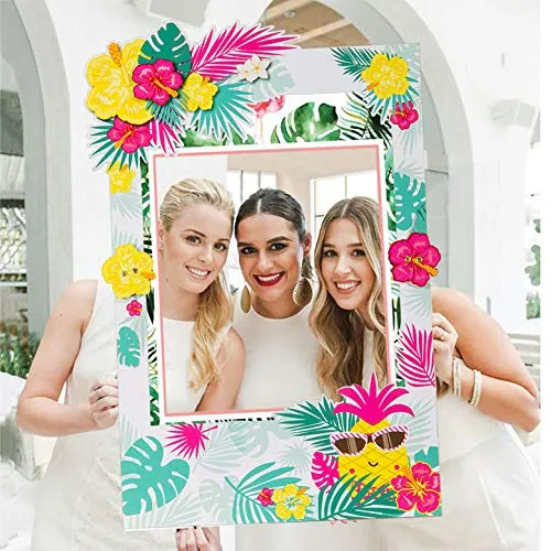 Sayala Hawaiian Laua Photo Booth Puntelli Cornice Flamingo Photo Selfie Cornice Hawaiian Tropical Tiki Compleanno Baby Shower Bridal Shower Decorazioni di Nozze