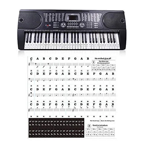Cuepar 88-tasti, 61 tasti, 54 tasti, trasparenti, tastiera elettronica per pianoforte, adesivi per tastiera organica, note note di personale, adesivi per chiavi bianche
