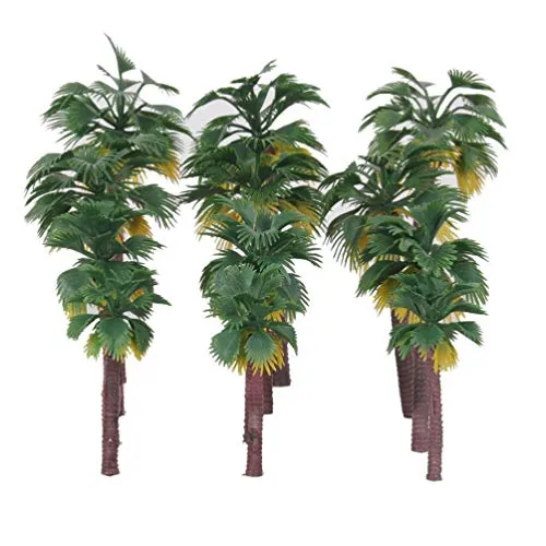 Pixnor - Modellini di palme in plastica layout foresta pluviale scenario diorami, 12 pezzi