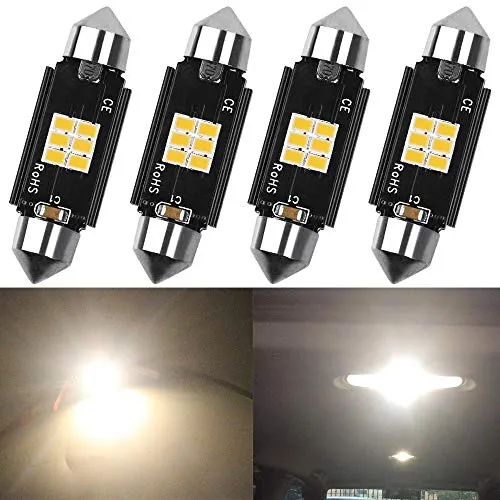 ALOPEE 4-Pack 1,72"41MM 211-2 569 578 Bianco Caldo 400 Lumen 3020 Chipset 6SMD Non Polarità Canbus Error Free Lampadine a LED per Festoni Interni Luci Targa Dome Map Luce di Cortesia per Porta