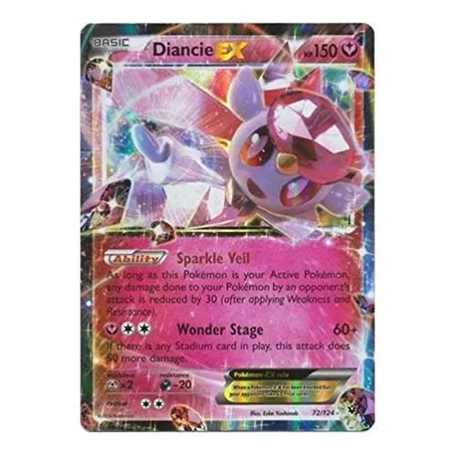 Pokemon XY Fates Collide Diancie Ex 72/124 Rare Holo card