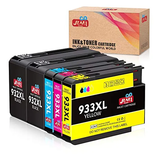 JIMIGO 932 933 Sostituzione per HP 932XL 933XL Cartucce d'inchiostro Compatibile con HP Officejet 6600 6700 7110 7612 7610 6100 Printer (2 Nero,1 Ciano,1 Magenta,1 Giallo)