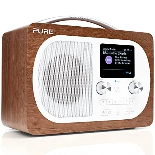 Pure Evoke H4 Radio digitale (DAB/DAB+/UKW/FM Radio, Bluetooth, Sleep Timer, sveglia, 40 stazioni preselezionate, AUX, funzionamento anche a batteria) Marrone nocciola