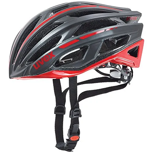 Uvex Casco da bicicletta per adulti Race 5, Unisex, Fahrradhelm Race 5, Black Mat-Red, 52-56