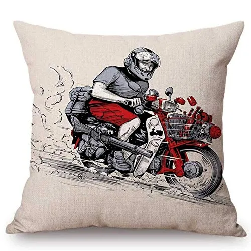 LBAXY Cuscino del Sedile,Home Decoration Sofa Throw Pillow Vintage Classic Motorcycle Racing Biker Girl Poster Motorbike Bar Decorative Chair Car Cushion,T140,3,45x45cm with Filling