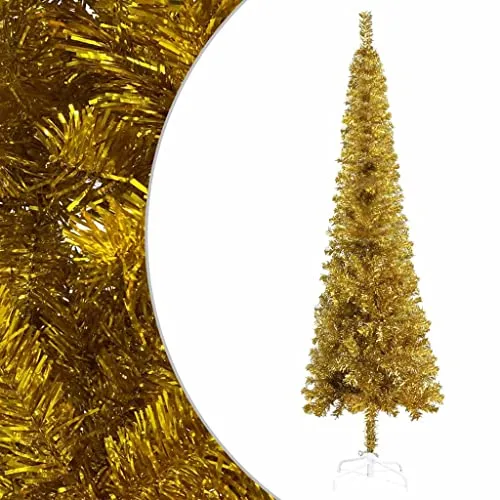 vidaXL Albero di Natale Sottile Oro 180 cm
