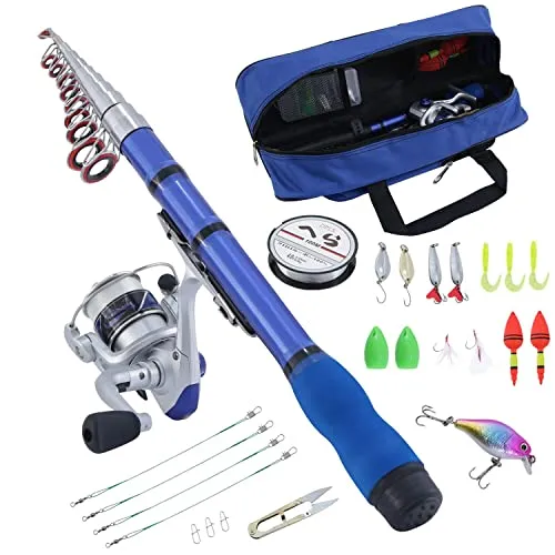 BNTTEAM Mini Mulinello da Spinning e Canna Combo Mano Portatile Telescopica Fibra di Carbonio Dura al 99% Mare Canna da Pesca e Mulinello Esche Artificiali Lenza (Combo 1.5M)