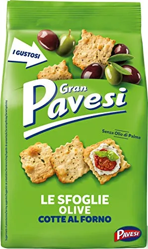 Gran Pavesi Cracker Le Sfoglie alle Olive, Cotte al Forno, 160 g