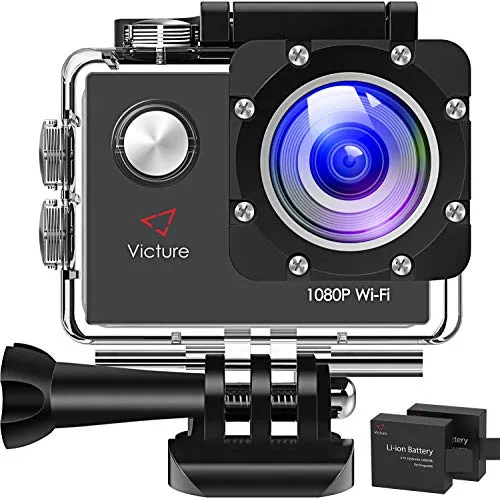 Victure Action Cam WIFI Videocamera Impermeabile Full HD 1080P Cam Subacquea Fotocamera Profondità 30m Schermo LCD da 2 pollici 170 ° Ultra Grandangolare con 2 Batterie Ricaricabili e Kit di Montaggio