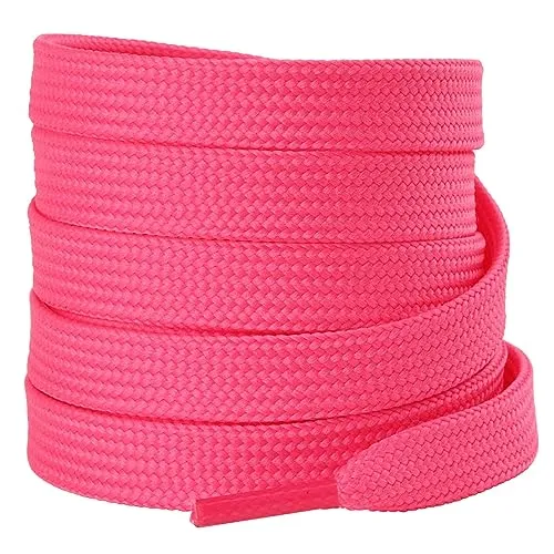 Olukssck Lacci Scarpe Piatti Colorati, [2 Paia] Stringhe Scarpe Resistenti Lacci da Ricambio per Scarpe Sportive, Scarponcini, per adulti e bambini - Larghezza 10 mm, Rosa Scuro, 120cm