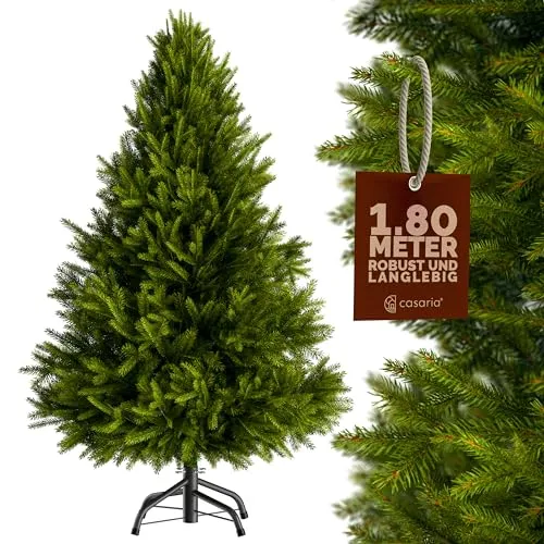 Casaria® Albero di Natale Finto Verde 180 cm 780 Punte incl. Base in Metallo Abete Artificiale PVC Effetto Realistico