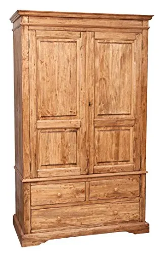 Biscottini Armadio in legno massello tiglio 197x120x59 cm | Armadio rustico legno 2 ante | Armadio shabby chic | Armadio camera da letto
