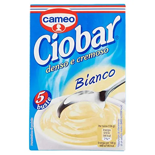 Ciobar - Preparato per bevanda, denso e cremoso, al gusto Cioccolato Bianco - 105 g  5 buste