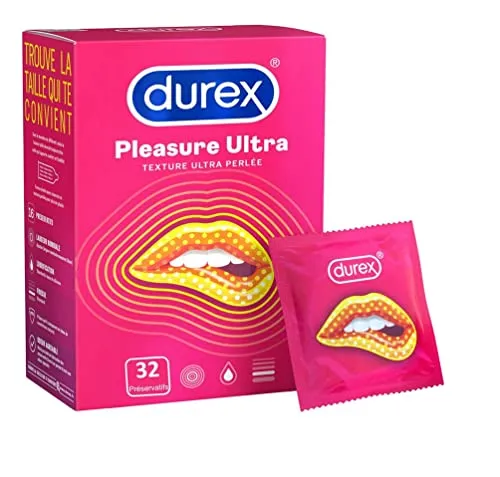 Durex - Preservativi Pleasure Ultra, 32 preservativi ultra nervati