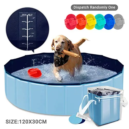 AYITOO Cani Piscina, Cani Vasca da Bagno, Piegevole Piscina per Cani,Ambiente Amichevole Pet Piscina Bagno per Animale Domestico Nuoto Piscina,120 x 30 cm Blu