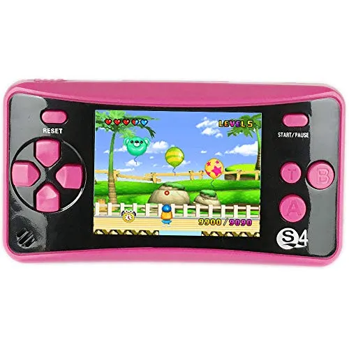 QINGSHE QS-4 Handheld Game Console for Kids,Portable Arcade Entertainment Gaming System Retro FC Video Game Player 2.5" LCD Built-in 182 Classic Games,Birthday Present for Children(Red)
