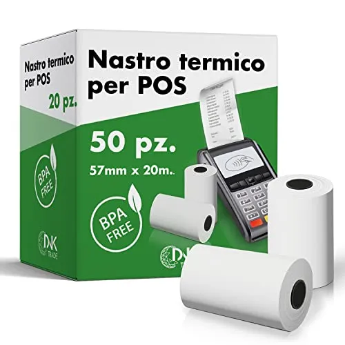 50 Rotoli POS 57x20, Rotolini POS per NEXI Mobile POS e altri dispositivi POS (50)