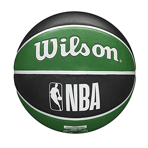 Wilson Pallone da Basket NBA TEAM TRIBUTE BSKT, Utilizzo Outdoor, Gomma, Misura 7, Verde/Nero (Boston Celtics)