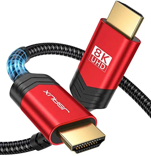 Cavo HDMI 8K 2M, JSAUX Cavo HDMI 2.1 ad Alta Velocità 48 Gbps 8K@60 Hz, 4K@120 Hz, Supporto 8K UHD, HDR 10 +, eARC, Dolby Vision, Funzione Ethernet, 3D, VRR, per PS5, PS4, Fire TV, Blu-ray, HDCP 2.2