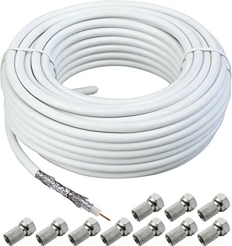 Schwaiger cavo Unipolare per coassiale, 100 m, 120 dB, 4 volte) bianco