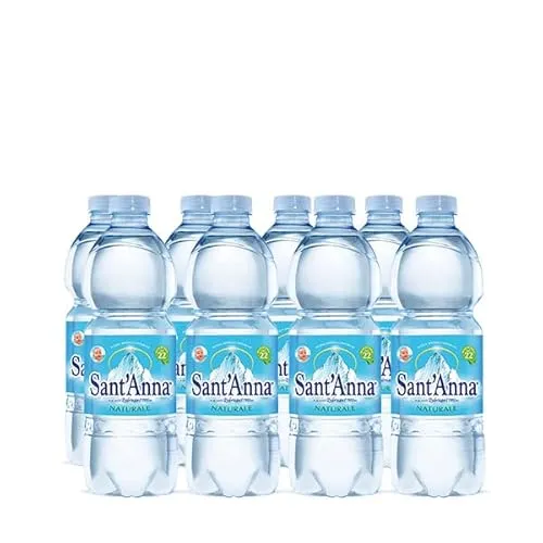 Acqua Sant'Anna Bottiglie Acqua Naturale 0,5 Litri | Acqua Minerale Naturale Oligominerale Minimamente mineralizzata | Bottiglie di Plastica 100% Riciclabile | Confezione 24 Bottigliette
