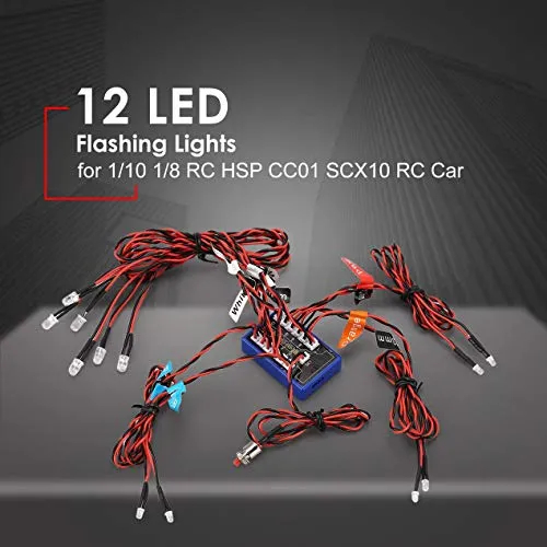 Banbie 12 Kit di Kit di luci stroboscopiche a LED Super Lampeggianti Forti per 1/10 1/8 RC Drift HSP Tamiya CC01 4WD assiale SCX10 Camion per Auto