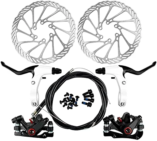 Yorbay Kit Freno a Disco Anteriore/Posteriore Biciclette Impostare MTB di Frenatura a Disco 160MM Rotori Bici da Strada (Nero) Riutilizzabile