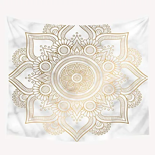 Tapestry Mandala Wall Hanging/Indian Cotton Boho Throw/A Yoga Gold Mat Tappeti da Spiaggia Coperta per Asciugamano Tovaglia da Picnic, 130x150 cm