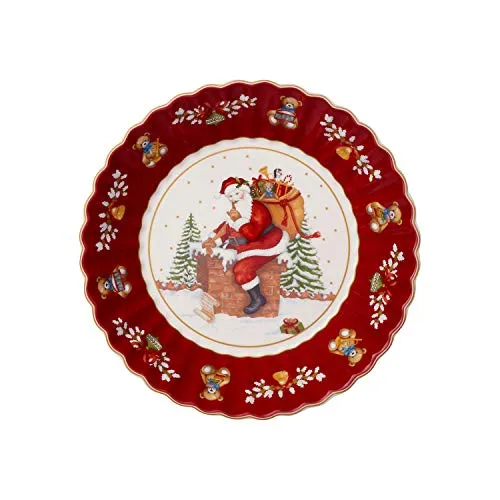 Villeroy & Boch Toy‘s Fantasy Ciotola Grande Motivo Tetto, porcellana, Rosso/Multicolore (Babbo Natale)