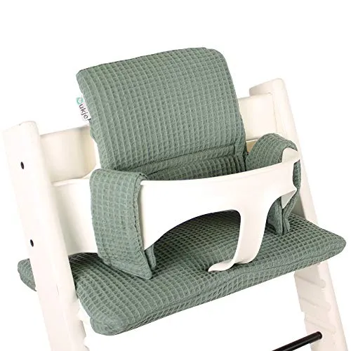 Ukje-Cuscino per Seggiolone Pappa modello Stokke Tripp Trapp Set di 2 Cuscini Schienale e Seduta Tessuto Nido d'Ape Comodo e Facile da Pulire Imbottitura Cuscini in Cotone Oeko tex Giada