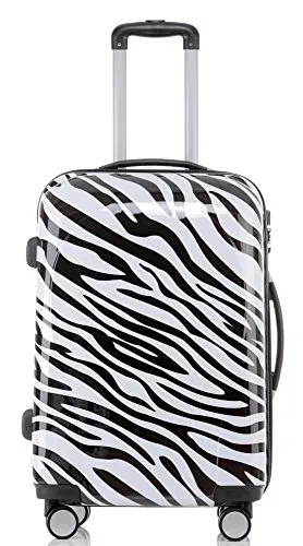 set di fino a 3 valigie bagaglio trolley abs policarbonato rigido leggero 4 ruote 360° con motivo BB (Zebra, XL)