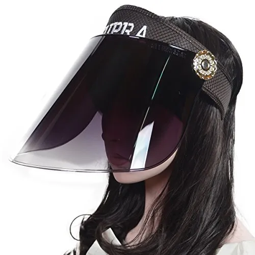 Donne UV Protezione Cappello Visiera Solare Copertina Estate Anti-UV Cappuccio (Nero)