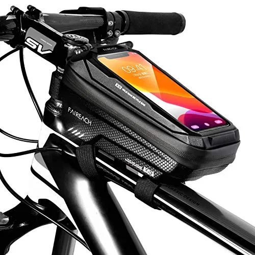 Faireach Borsa Telaio Bici Impermeabile, Borsa Porta Cellulare Bici, Borsa da Bicicletta Manubrio con Touchscreen TPU, Borsa Smartphone Bici Adatto per Telefoni fino a 6.5 ''