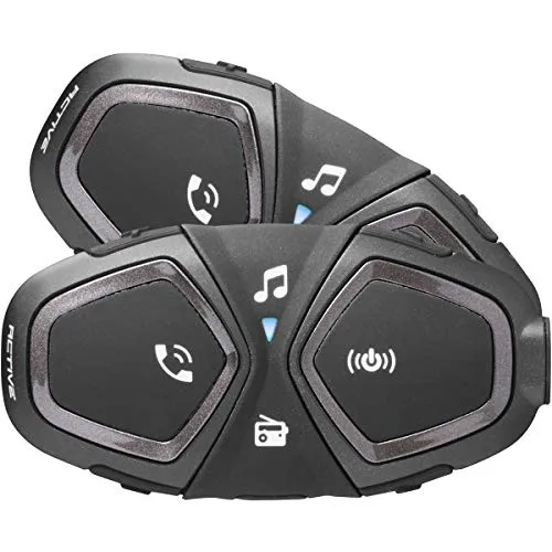 INTERPHONE ACTIVE - Doppio - Interfono Bluetooth da Casco per Comunicazione in Moto, Fino a 4 Motociclisti, Distanza 1Km, Autonomia 15 ore, MP3, GPS, Impermeabile IPX67.