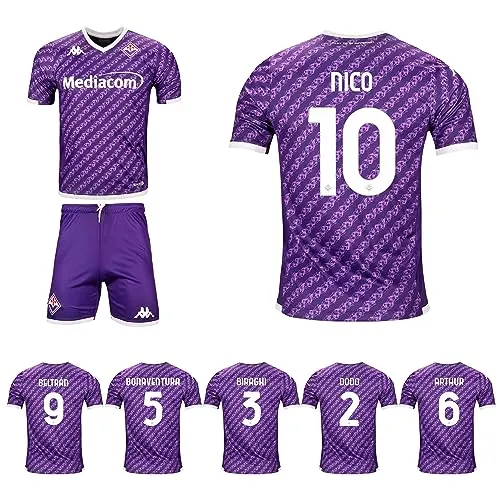 Kappa Completo Bambino Maglia Gara Home Fiorentina 2023/24 Personalizzabile con Nomi e Numeri Castrovilli Biraghi Gonzalez Jovic Dodo (4 Anni), Viola