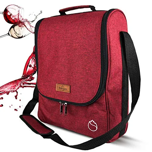 Freshore Borsellino del vino Totes And Carriers 3 Bottiglia Tote Cooler Bag Sacchetto del vino Regalo per vino Connoisseur/Sister - Champagne ad alta capacità (vino rosso)