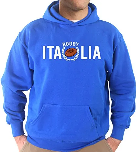 Settantallora - Felpa con Cappuccio KJ1666 Stemma Nazionale Italiana di Rugby Taglia XXL