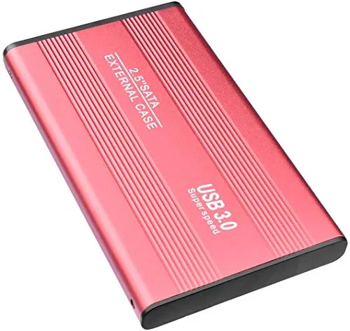 Disco rigido esterno Disco rigido esterno portatile da 2 TB Disco rigido portatile USB 3.0 ad alta velocità Disco rigido esterno per Mac, PC, laptop (2TB, Red)