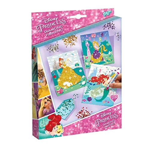 Princess Disney Diamond Painting Set: Crea Immagini Scintillanti di Arielle, Belle e Rapunzel con bellissime Pietre Glitterate, Colore, 044227