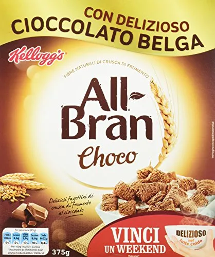 Kellogg's All Bran Choco - Fagottini Integrali di Crusca di Frumento al Cioccolato - 375 g