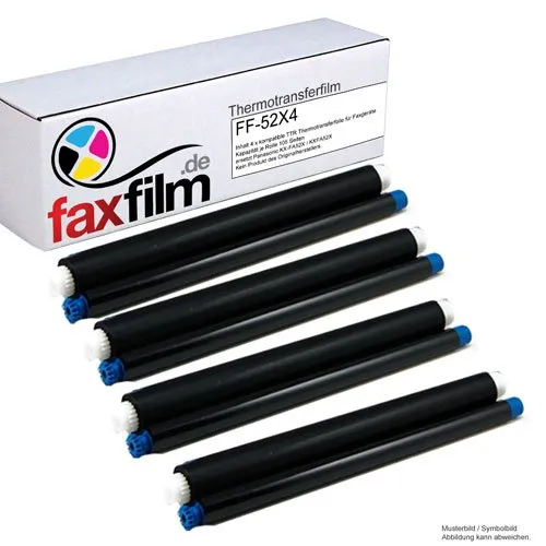 FAXFILM - 4 cartucce a trasferimento termico compatibili con Panasonic KX-FA52X KX-FC225 KX-FC226 KX-FC255 KX-FC258 KX-FP205 KX-FP207 KX-FP215 GS / KX FC 226 255 258