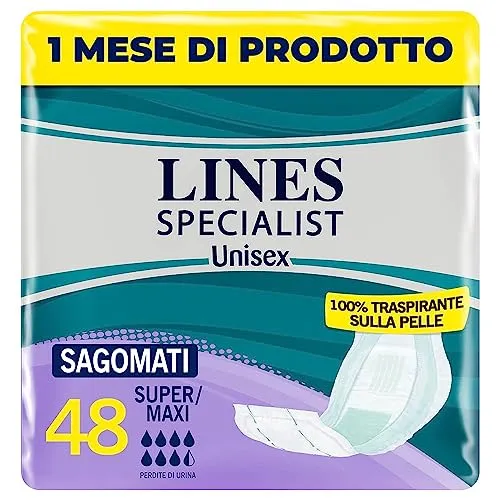 Lines Specialist Sagomato, Confozione da 4 x 12 Assorbenti per Incontinenza Uomo e Donna