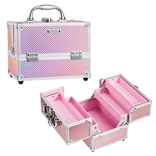 Valigetta Trucco Valigetta Trucchi per Cosmetici Makeup Valigia porta Trucchi Beauty Case da Viaggio Cofanetto Trucco Valigetta Unghie Caso Cosmetici Organizzatore, Rosa Sirena